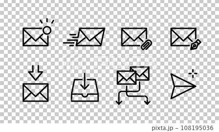 電子郵件 各種圖示集,如已傳送/已接收、未讀取、附加、已排序等。線寬可變 電子郵件 各種圖示集,如已傳送/已接收、未讀取、附加、已排序等。線寬可變 108195036