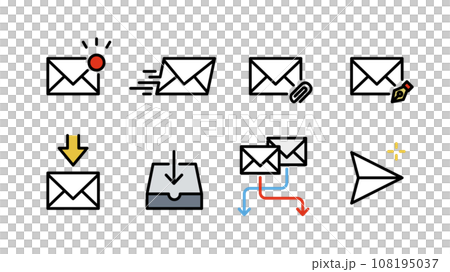 電子郵件 各種圖示集,如已傳送/已接收、未讀取、附加、已排序等。線寬可變 電子郵件 各種圖示集,如已傳送/已接收、未讀取、附加、已排序等。線寬可變 108195037