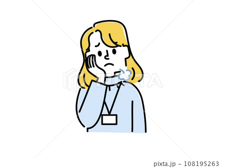 ため息をついているビジネスマンのイラスト(女性) ため息をついているビジネスマンのイラスト(女性) 108195263
