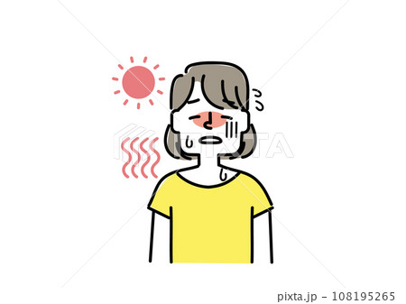 暑くて熱中症になっている女性のイラスト 暑くて熱中症になっている女性のイラスト 108195265