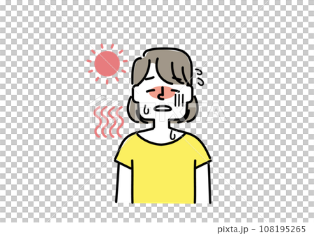 暑くて熱中症になっている女性のイラスト 暑くて熱中症になっている女性のイラスト 108195265