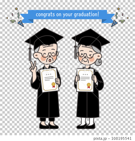 an illustration of senior citizens's graduation 108195541