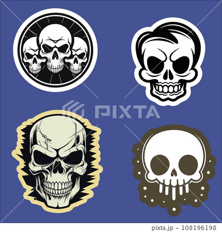 Four Skulls on a Blue Background 108196198