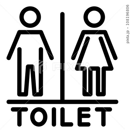 男子トイレと女性用メイク室の案内を表示する看板イラスト 108196806