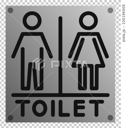 男子トイレと女性用メイク室の案内を表示する看板イラスト 108196808