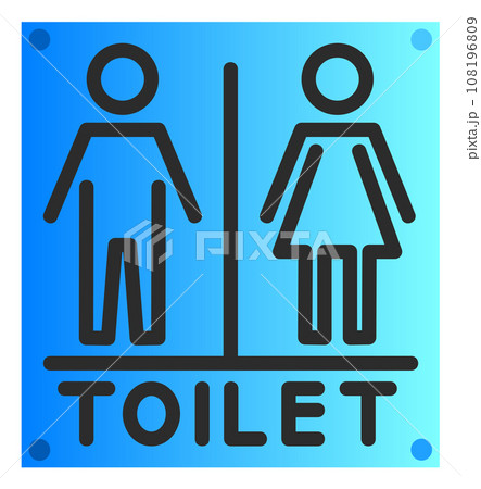 男子トイレと女性用メイク室の案内を表示する看板イラスト 108196809