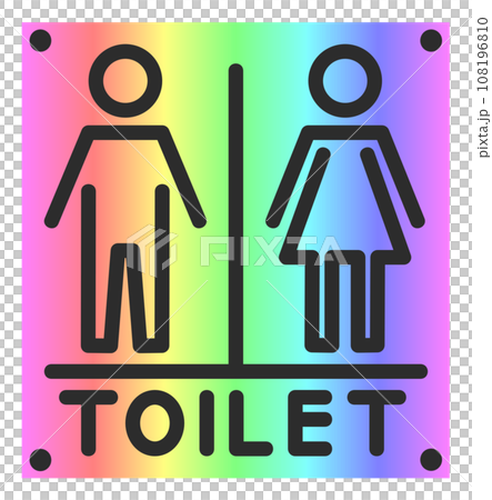 男子トイレと女性用メイク室の案内を表示する看板イラスト 男子トイレと女性用メイク室の案内を表示する看板イラスト 108196810