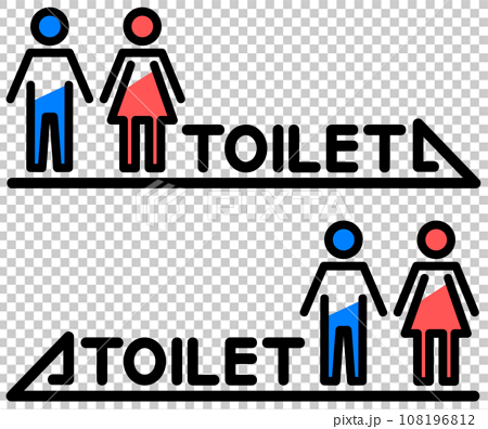 男子トイレと女性用メイク室の案内を表示する看板イラスト 108196812