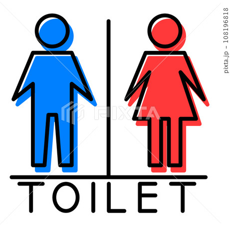 男子トイレと女性用メイク室の案内を表示する看板イラスト 男子トイレと女性用メイク室の案内を表示する看板イラスト 108196818