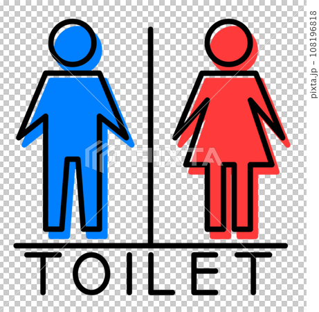 男子トイレと女性用メイク室の案内を表示する看板イラスト 男子トイレと女性用メイク室の案内を表示する看板イラスト 108196818