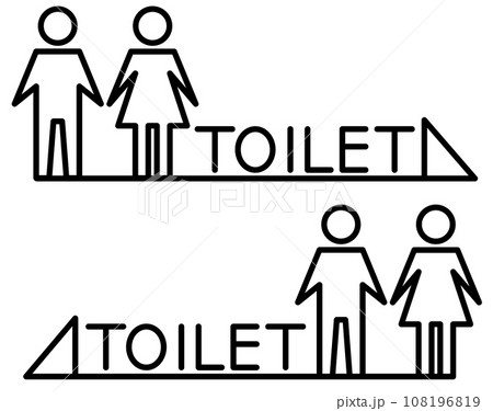 男子トイレと女性用メイク室の案内を表示する看板イラスト 男子トイレと女性用メイク室の案内を表示する看板イラスト 108196819