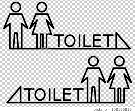 男子トイレと女性用メイク室の案内を表示する看板イラスト 男子トイレと女性用メイク室の案内を表示する看板イラスト 108196819