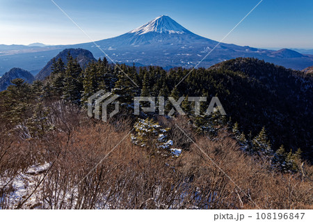 御坂山地・節刀ヶ岳から見る十二ヶ岳と富士山 108196847