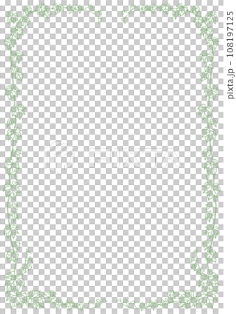 ペン画ツタの葉フレーム灰緑 108197125