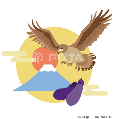 一富士二鷹三茄子の初夢のイラスト 一富士二鷹三茄子の初夢のイラスト 108198410