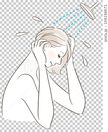 Woman rinsing her hair in the shower 108198671