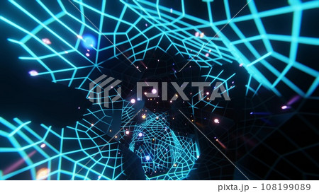 カラフルで美しいサイバー空間トンネル Colorful  cyber space 108199089
