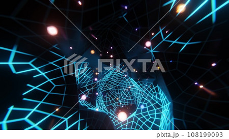 カラフルで美しいサイバー空間トンネル Colorful  cyber space 108199093