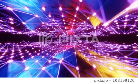 カラフルで美しいサイバー空間トンネル Colorful  cyber space 108199120