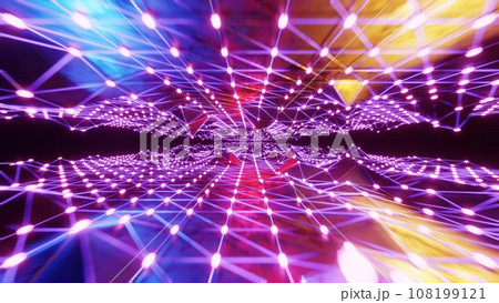 カラフルで美しいサイバー空間トンネル Colorful  cyber space 108199121