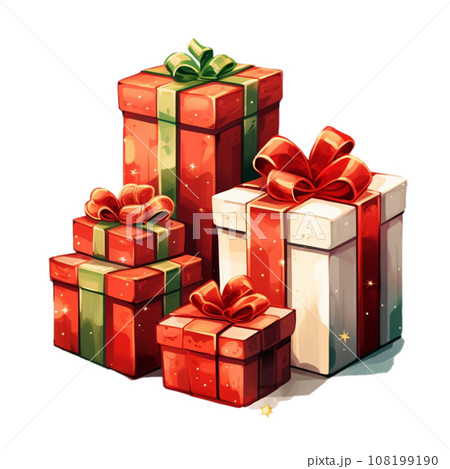 赤いリボンの箱とプレゼントのイメージ 108199190