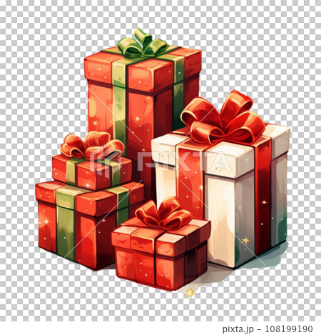 赤いリボンの箱とプレゼントのイメージ 108199190