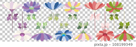 多彩可愛花朵插畫素材集 108199349