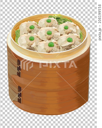 Meat shumai (green peas) steamed in 2 layers 108199558