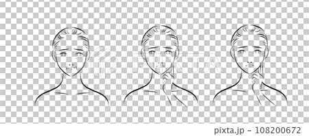 有皮膚問題的女人臉上的插圖 有皮膚問題的女人臉上的插圖 108200672