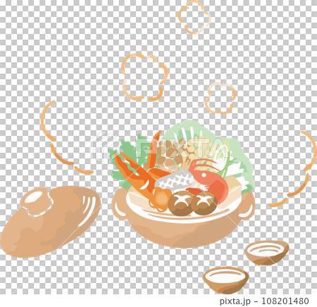 Winter hotpot hotpot hotpot seafood watercolor hand-painted meal cooking Japanese food illustration material Winter hotpot hotpot hotpot seafood watercolor hand-painted meal cooking Japanese food illustration material 108201480