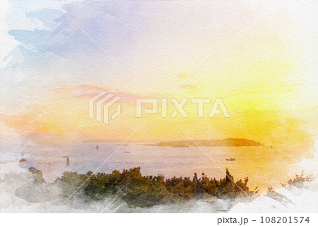 [水彩画]南知多町の日間賀島 108201574