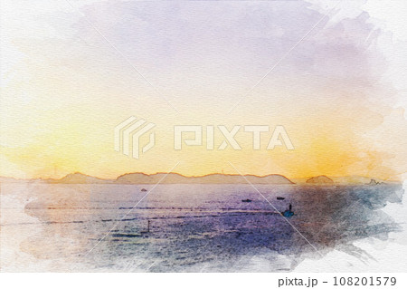 [水彩画]南知多町の篠島 108201579