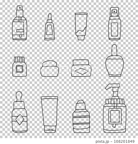 コスメ風の容器いろいろ・線画 108201849