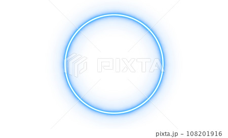 円形のブルーのネオンフレーム　透過素材 108201916