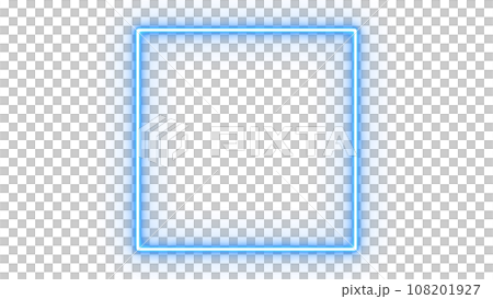 四角いブルーのネオンフレーム　透過素材 108201927