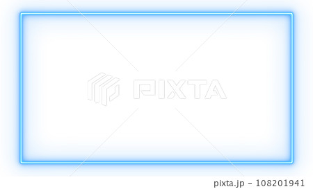 四角いブルーのネオンフレーム　透過素材 108201941