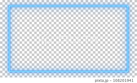 四角いブルーのネオンフレーム　透過素材 108201941