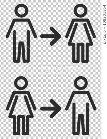 Illustration of changing gender between male and female due to gender identity disorder 108201954
