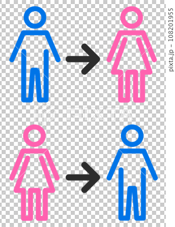 性同一性障害で男性と女性の性別を変更するイラスト 108201955