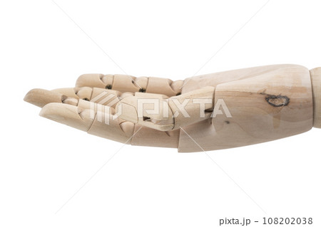 the gesture with a jointed wooden hand the gesture with a jointed wooden hand 108202038