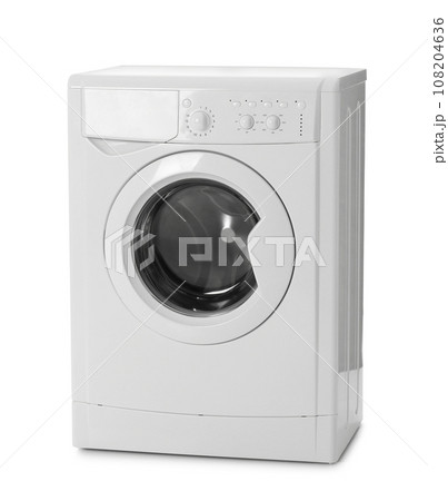 Modern washing machine isolated on white. Laundry day Modern washing machine isolated on white. Laundry day 108204636