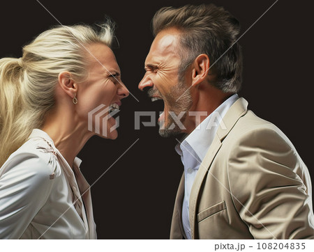 Well-Dressed Couple Arguing Loudly and...のイラスト素材 [108204835] - PIXTA