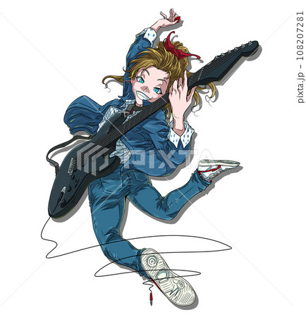 guitar girl D - Stock Illustration [108207281] - PIXTA