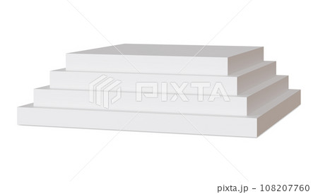 White rectangular podium isolated on white background. Elegant stage for product, cosmetic presentation. Modern mock up. Pedestal or platform for beauty products. Empty scene. 3D rendering. 108207760