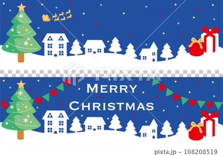 冬季聖誕橫幅框架網頁背景城市景觀剪影簡單插畫素材集 108208519