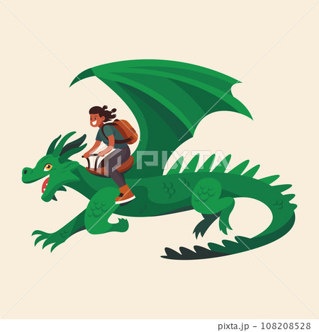 2024 Chinese New Year Green Dragon Vector Illustration Featuring a Green Dragon and People Engaged in Various Activities Perfect for Greeting Cards, Posters, Banners and more. 108208528