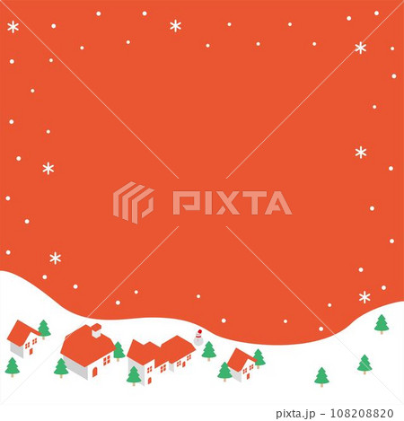 アイソメトリック　冬　フレーム　背景　街並み　雪景色　シンプル　コピースペース　デザイン　イラスト 108208820