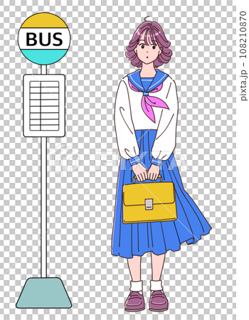 レトロポップな女の子とバス停 レトロポップな女の子とバス停 108210870