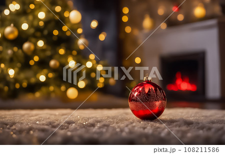 光クリスマスツリーとオーナメントに投影されたツリー 108211586
