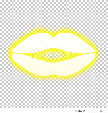 發光的嘴唇剪影（黃色） 108211608